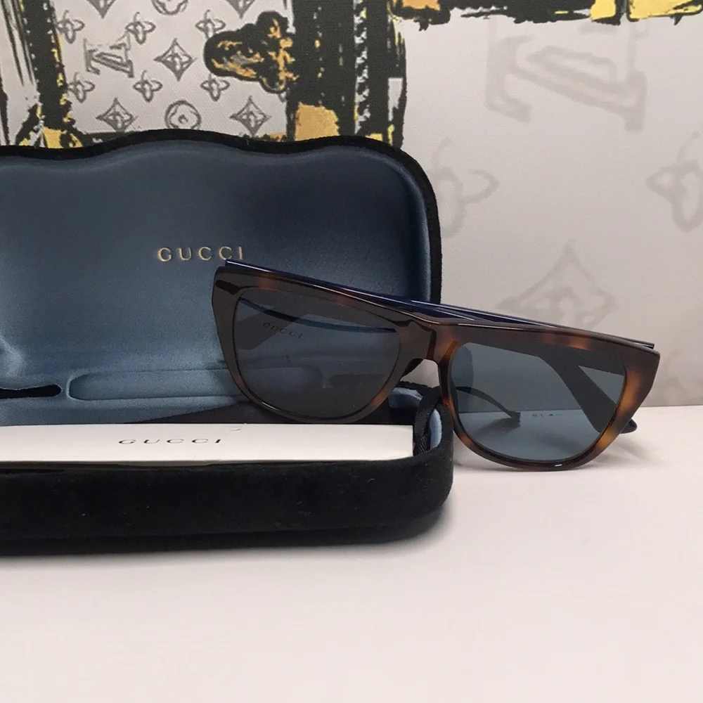 ✨ New Authentic Gucci GG0926S 002 Havana/Blue Sunglasses – Luxury Designer Shade